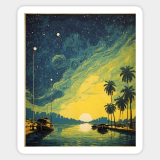 Manaus Amazonas Brazil Starry Night Vintage Tourism Travel Poster Art Sticker